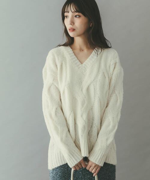 アーバンリサーチ ロッソ（URBAN RESEARCH ROSSO）/ウールカシミヤケーブル編オーバーニット URBAN RESEARCH ROSSO WOMEN（アーバンリサーチ ロッソ）の「ウール