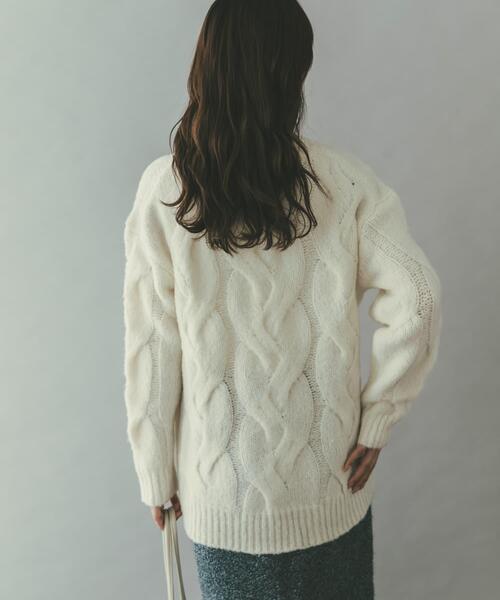 セール】ウールカシミヤケーブル編オーバーニット（ニット/セーター