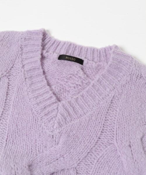 URBAN RESEARCH ROSSO WOMEN(アーバンリサーチ ロッソ)の「ウールカシミヤケーブル編オーバーニット(ニット/セーター・レディース・グレー系その他/オフホワイト/パープル・FREE)」の14枚目の写真