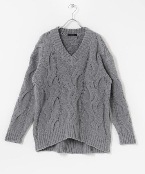 セール】ウールカシミヤケーブル編オーバーニット（ニット/セーター