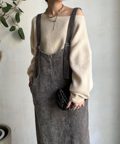 DouDou(ドゥドゥ)の「ベロアジャンスカ(ワンピース・レディース・チャコールグレー/グレイッシュベージュ・FREE)」の17枚目の写真