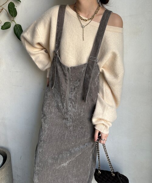 DouDou(ドゥドゥ)の「ベロアジャンスカ(ワンピース・レディース・チャコールグレー/グレイッシュベージュ・FREE)」の18枚目の写真