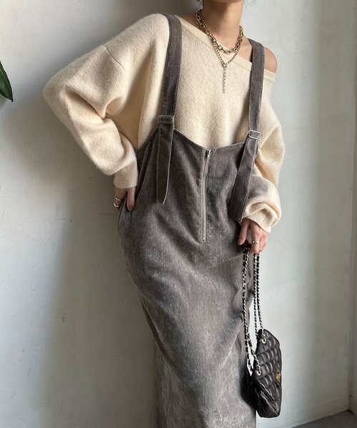 DouDou(ドゥドゥ)の「ベロアジャンスカ(ワンピース・レディース・チャコールグレー/グレイッシュベージュ・FREE)」の19枚目の写真