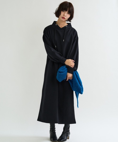 A.D.C.L.（エーディーシーエル）の「ダンボール素材 フード風デザイン ロングワンピース（ワンピース・レディース・杢グレー/ブラック・L/M）」の8枚目の写真