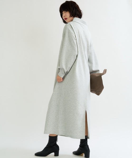 A.D.C.L.（エーディーシーエル）の「ダンボール素材 フード風デザイン ロングワンピース（ワンピース・レディース・杢グレー/ブラック・L/M）」の9枚目の写真