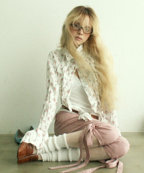 igi(イジ)の「BLOSSOM CRINKLE CROP SHIRT / フリルクロップドシャツ(シャツ/ブラウス・レディース・ピンク/イエロー/ブルー・FREE)」の14枚目の写真