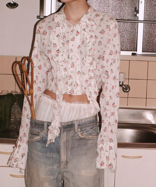 igi(イジ)の「BLOSSOM CRINKLE CROP SHIRT / フリルクロップドシャツ(シャツ/ブラウス・レディース・ピンク/イエロー/ブルー・FREE)」の10枚目の写真