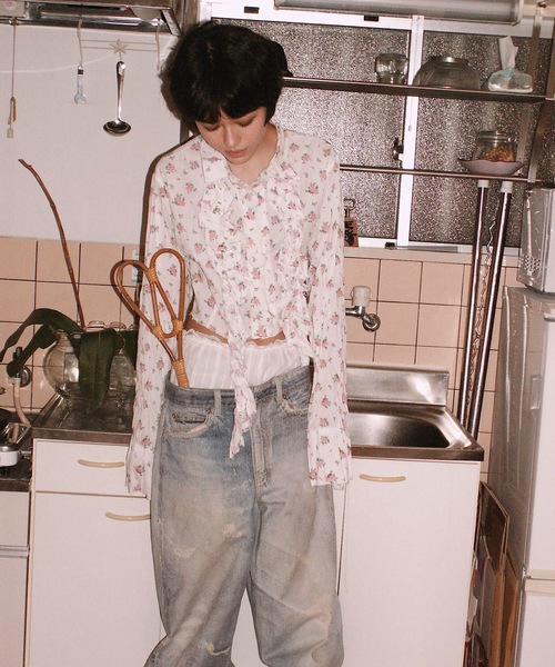 igi(イジ)の「BLOSSOM CRINKLE CROP SHIRT / フリルクロップドシャツ(シャツ/ブラウス・レディース・ピンク/イエロー/ブルー・FREE)」の12枚目の写真