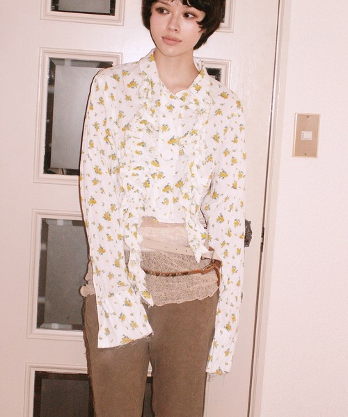 igi(イジ)の「BLOSSOM CRINKLE CROP SHIRT / フリルクロップドシャツ(シャツ/ブラウス・レディース・ピンク/イエロー/ブルー・FREE)」の22枚目の写真