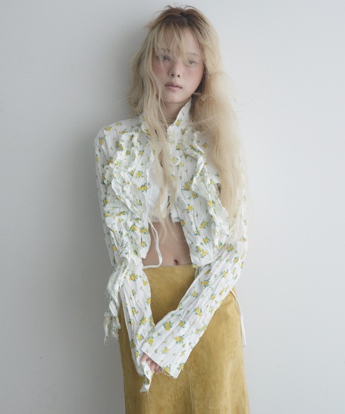 igi(イジ)の「BLOSSOM CRINKLE CROP SHIRT / フリルクロップドシャツ(シャツ/ブラウス・レディース・ピンク/イエロー/ブルー・FREE)」の20枚目の写真