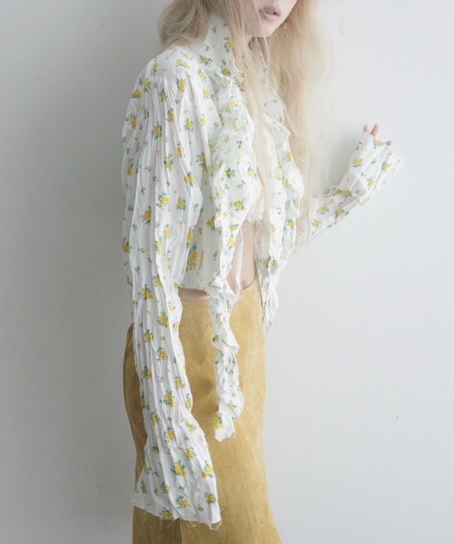 igi(イジ)の「BLOSSOM CRINKLE CROP SHIRT / フリルクロップドシャツ(シャツ/ブラウス・レディース・ピンク/イエロー/ブルー・FREE)」の19枚目の写真