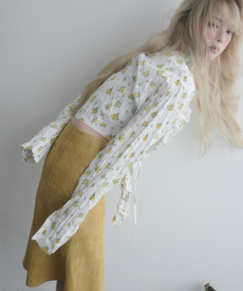 igi(イジ)の「BLOSSOM CRINKLE CROP SHIRT / フリルクロップドシャツ(シャツ/ブラウス・レディース・ピンク/イエロー/ブルー・FREE)」の18枚目の写真