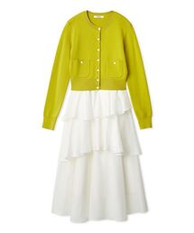 SNIDEL | Sustainableニットカーデ×ティアードスカートセット(ワンピース)