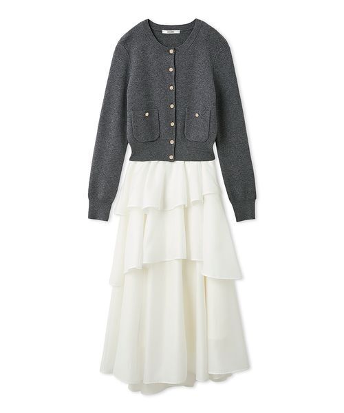 SNIDEL（スナイデル）の「Sustainableニットカーデ×ティアードスカートセット（ワンピース・レディース・グレー/イエロー/その他・0/1）」の19枚目の写真