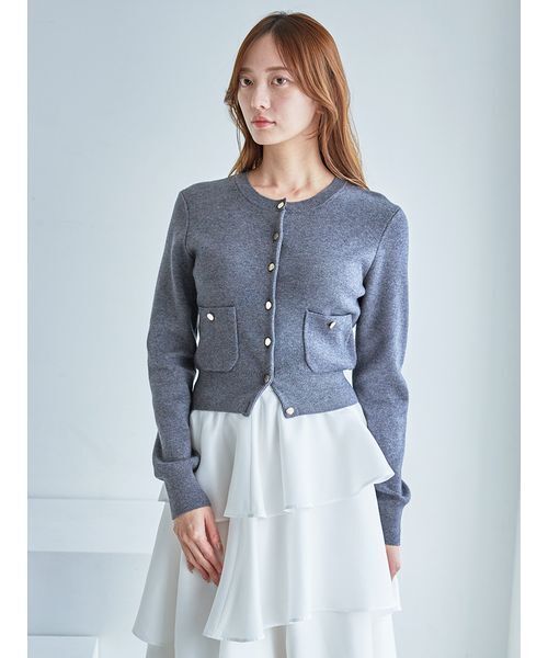 SNIDEL（スナイデル）の「Sustainableニットカーデ×ティアードスカートセット（ワンピース・レディース・グレー/イエロー/その他・0/1）」の5枚目の写真