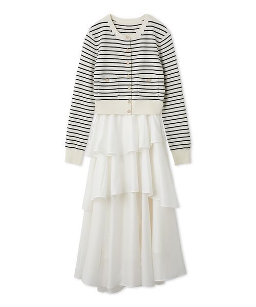 SNIDEL（スナイデル）の「Sustainableニットカーデ×ティアードスカートセット（ワンピース・レディース・グレー/イエロー/その他・0/1）」の18枚目の写真