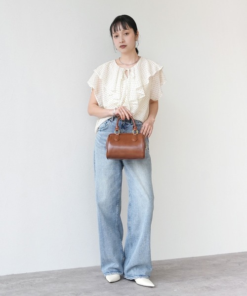 Yeoun(ヨウン)の「フリルカラードットシアーブラウス(シャツ/ブラウス・レディース・ブラック/アイボリー・M)」の15枚目の写真