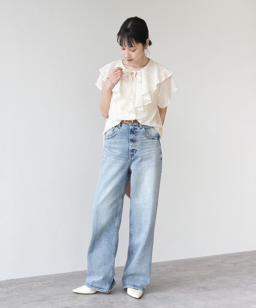 Yeoun(ヨウン)の「フリルカラードットシアーブラウス(シャツ/ブラウス・レディース・ブラック/アイボリー・M)」の18枚目の写真