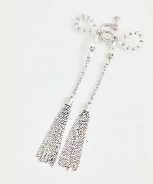 tanakadaisuke(タナカダイスケ)の「【tanakadaisuke/タナカダイスケ】crystal ribbon chain earings/クリスタルリボンチェーンイヤリング(イヤリング・レディース・シルバー・FREE)」の5枚目の写真