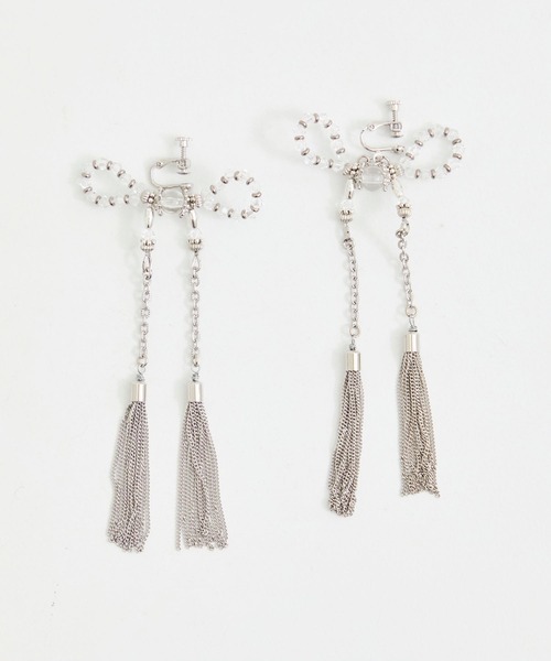tanakadaisuke(タナカダイスケ)の「【tanakadaisuke/タナカダイスケ】crystal ribbon chain earings/クリスタルリボンチェーンイヤリング(イヤリング・レディース・シルバー・FREE)」の6枚目の写真
