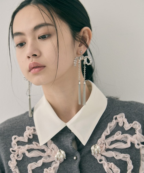 tanakadaisuke(タナカダイスケ)の「【tanakadaisuke/タナカダイスケ】crystal ribbon chain earings/クリスタルリボンチェーンイヤリング(イヤリング・レディース・シルバー・FREE)」の11枚目の写真