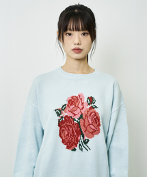 FLOWER KNIT SWEATER(SKY BLUE)