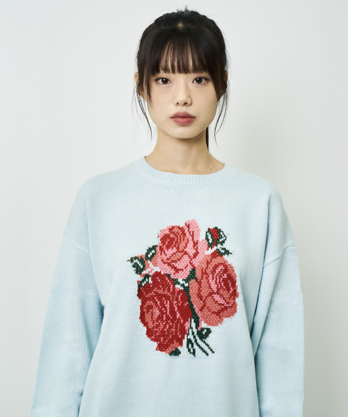 FLOWER KNIT SWEATER (небесно‑голубой)