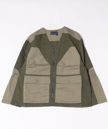 many men many mind（メニーメンメニーマインド）の「【RES】【many men many mind】配色切替ノーカラーブルゾン（ノーカラージャケット）」