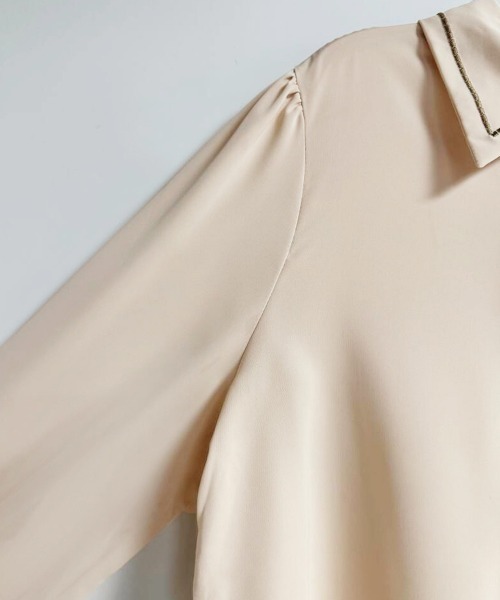 ONEP STAR（ワンピスター）の「配色ステッチリボンブラウス（シャツ/ブラウス・レディース・ホワイト/ベージュ・MEDIUM）」の11枚目の写真