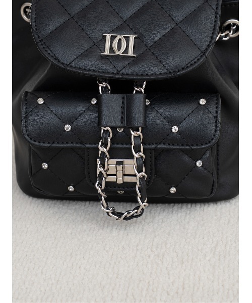 Darich ダーリッチ キルティングビジューミニリュック ブラック BLK 黒 キルティングビジューミニリュック（バックパック/リュック）｜Darich