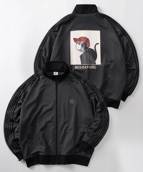 Red Cap Girl(レッドキャプガール)の「【70】【RCG/レッドキャップガール】サイドライン バックプリント トラックジャケット/ジャージ/メンズ/レディース/ユニセックス/セットアップ可能(ジャージ・メンズ・アイボリー/チャコールグレー/ブラック・XL/L/M)」の3枚目の写真