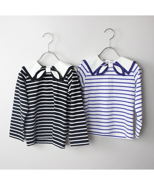 maarook（マルーク）の「天竺2配ボーダーセーラー長袖Tシャツ（Tシャツ/カットソー・キッズ・ブルー/ブラック・100cm/110cm/120cm/130cm/90cm）」の10枚目の写真