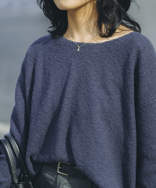 JOURNAL STANDARD（ジャーナルスタンダード）の「【fedit】スラブカノコプルオーバー（ニット/セーター・レディース・ホワイト/ネイビー・FREE）」の2枚目の写真