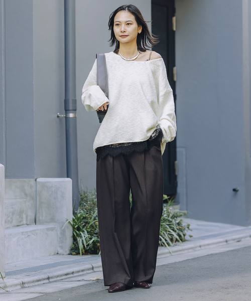 JOURNAL STANDARD（ジャーナルスタンダード）の「【fedit】スラブカノコプルオーバー（ニット/セーター・レディース・ホワイト/ネイビー・FREE）」の3枚目の写真