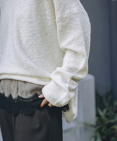 JOURNAL STANDARD（ジャーナルスタンダード）の「【fedit】スラブカノコプルオーバー（ニット/セーター・レディース・ホワイト/ネイビー・FREE）」の6枚目の写真