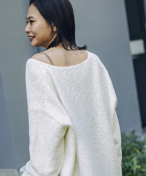 JOURNAL STANDARD（ジャーナルスタンダード）の「【fedit】スラブカノコプルオーバー（ニット/セーター・レディース・ホワイト/ネイビー・FREE）」の7枚目の写真