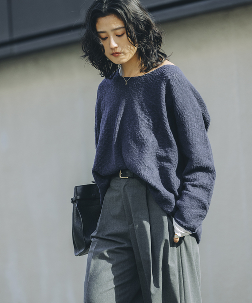 JOURNAL STANDARD（ジャーナルスタンダード）の「【fedit】スラブカノコプルオーバー（ニット/セーター・レディース・ホワイト/ネイビー・FREE）」の9枚目の写真