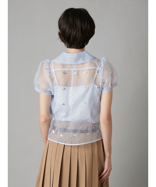 LILY BROWN（リリーブラウン）の「[L.B CANDY STOCK]ラウンドカラービジューブラウス（シャツ/ブラウス・レディース・ホワイト/ブラック/ブルー・F）」の8枚目の写真