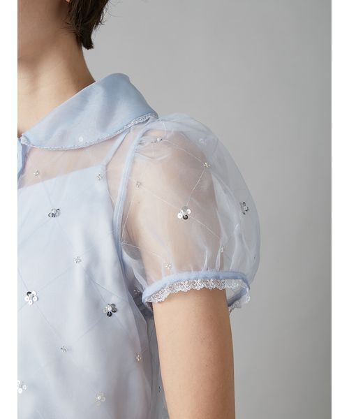 LILY BROWN（リリーブラウン）の「[L.B CANDY STOCK]ラウンドカラービジューブラウス（シャツ/ブラウス・レディース・ホワイト/ブラック/ブルー・F）」の10枚目の写真