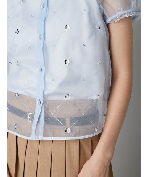 LILY BROWN（リリーブラウン）の「[L.B CANDY STOCK]ラウンドカラービジューブラウス（シャツ/ブラウス・レディース・ホワイト/ブラック/ブルー・F）」の11枚目の写真