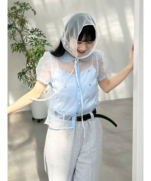 LILY BROWN（リリーブラウン）の「[L.B CANDY STOCK]ラウンドカラービジューブラウス（シャツ/ブラウス・レディース・ホワイト/ブラック/ブルー・F）」の16枚目の写真