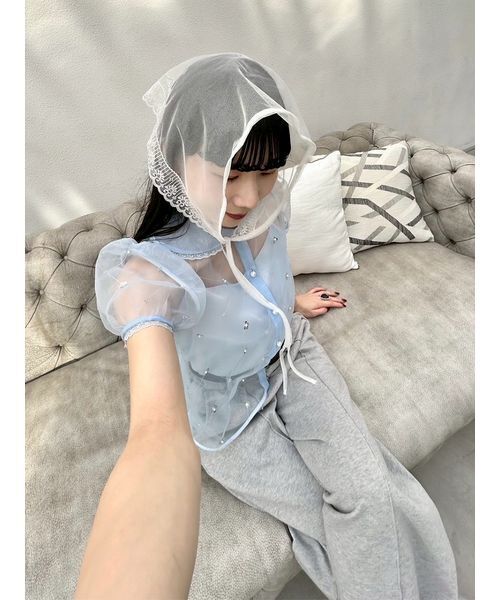 LILY BROWN（リリーブラウン）の「[L.B CANDY STOCK]ラウンドカラービジューブラウス（シャツ/ブラウス・レディース・ホワイト/ブラック/ブルー・F）」の19枚目の写真