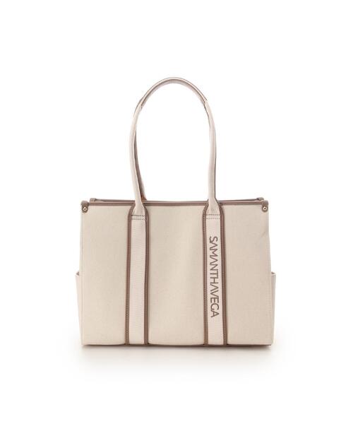 SAMANTHAVEGA(サマンサベガ)の「新色ロゴテープキャンバスA4トートバッグ(トートバッグ・レディース・オフホワイト/ブラック・FREE)」の2枚目の写真
