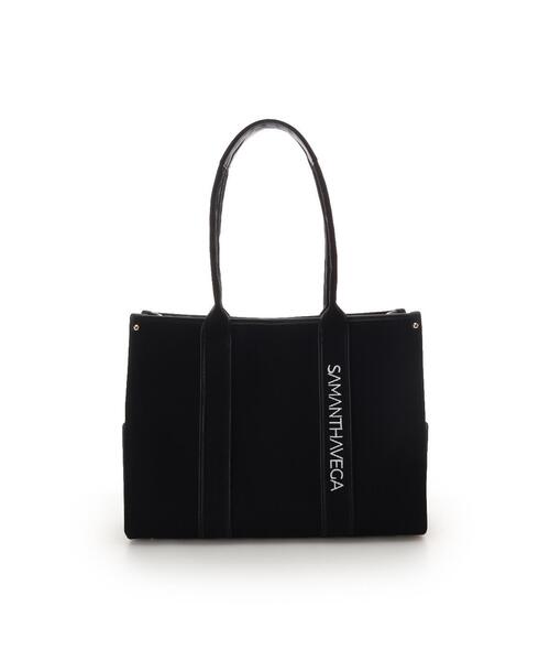 SAMANTHAVEGA(サマンサベガ)の「新色ロゴテープキャンバスA4トートバッグ(トートバッグ・レディース・オフホワイト/ブラック・FREE)」の1枚目の写真