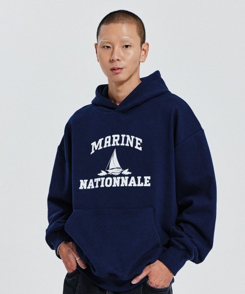 DE GRAND MATIN(ディグランドマーティン)の「V.HEAVY HOOD SWEAT MARINE_NAVY(パーカー・メンズ・その他・FREE)」の1枚目の写真