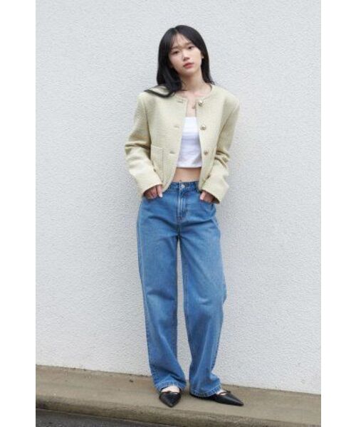 MUSINSA STANDARD WOMAN（ムシンサスタンダードウーマン）の「ウィメンズラウンドネックツイードジャケット[ライトイエロー]（テーラードジャケット・レディース・その他・LARGE/MEDIUM/SMALL/X-SMALL）」の13枚目の写真