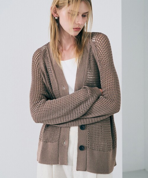 uncrave(アンクレイヴ)の「メッシュニット カーディガン(カーディガン/ボレロ・レディース・ブラック系/ローズ系/ベージュ系/ホワイト系・F)」の3枚目の写真