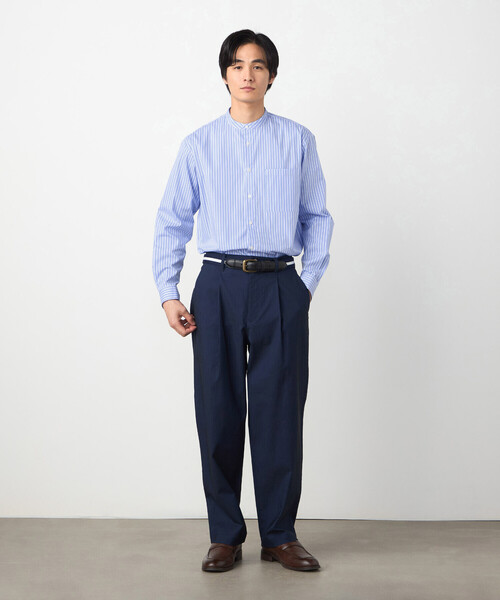 COMME CA ISM（コムサイズム）の「コットンナイロン ストレッチ ストライプ バンドカラーシャツ（シャツ/ブラウス・メンズ・ホワイト/サックスブルー・X-LARGE/LARGE/MEDIUM/SMALL）」の5枚目の写真