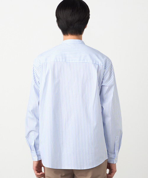 COMME CA ISM（コムサイズム）の「コットンナイロン ストレッチ ストライプ バンドカラーシャツ（シャツ/ブラウス・メンズ・ホワイト/サックスブルー・X-LARGE/LARGE/MEDIUM/SMALL）」の11枚目の写真