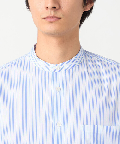 COMME CA ISM（コムサイズム）の「コットンナイロン ストレッチ ストライプ バンドカラーシャツ（シャツ/ブラウス・メンズ・ホワイト/サックスブルー・X-LARGE/LARGE/MEDIUM/SMALL）」の12枚目の写真